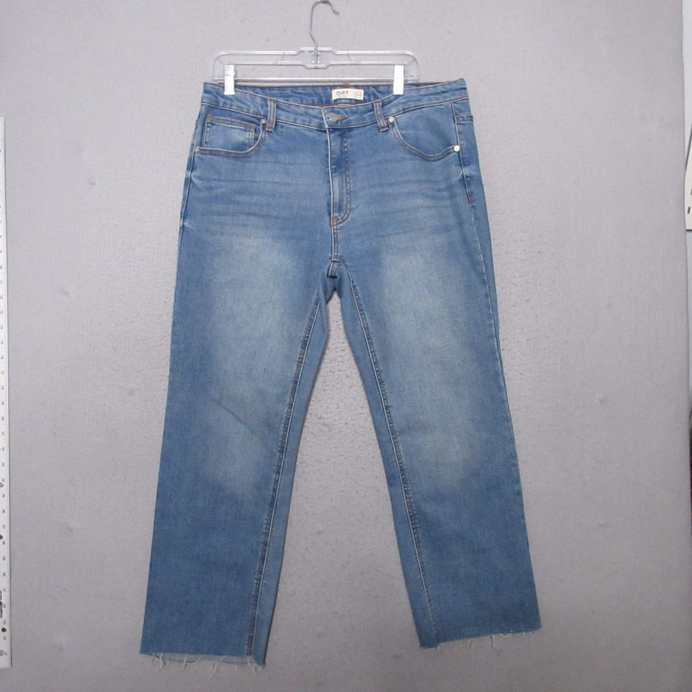 OAT New York Jeans 31 Blue Straight Leg Raw Hem Denim Minimalist Contemporary